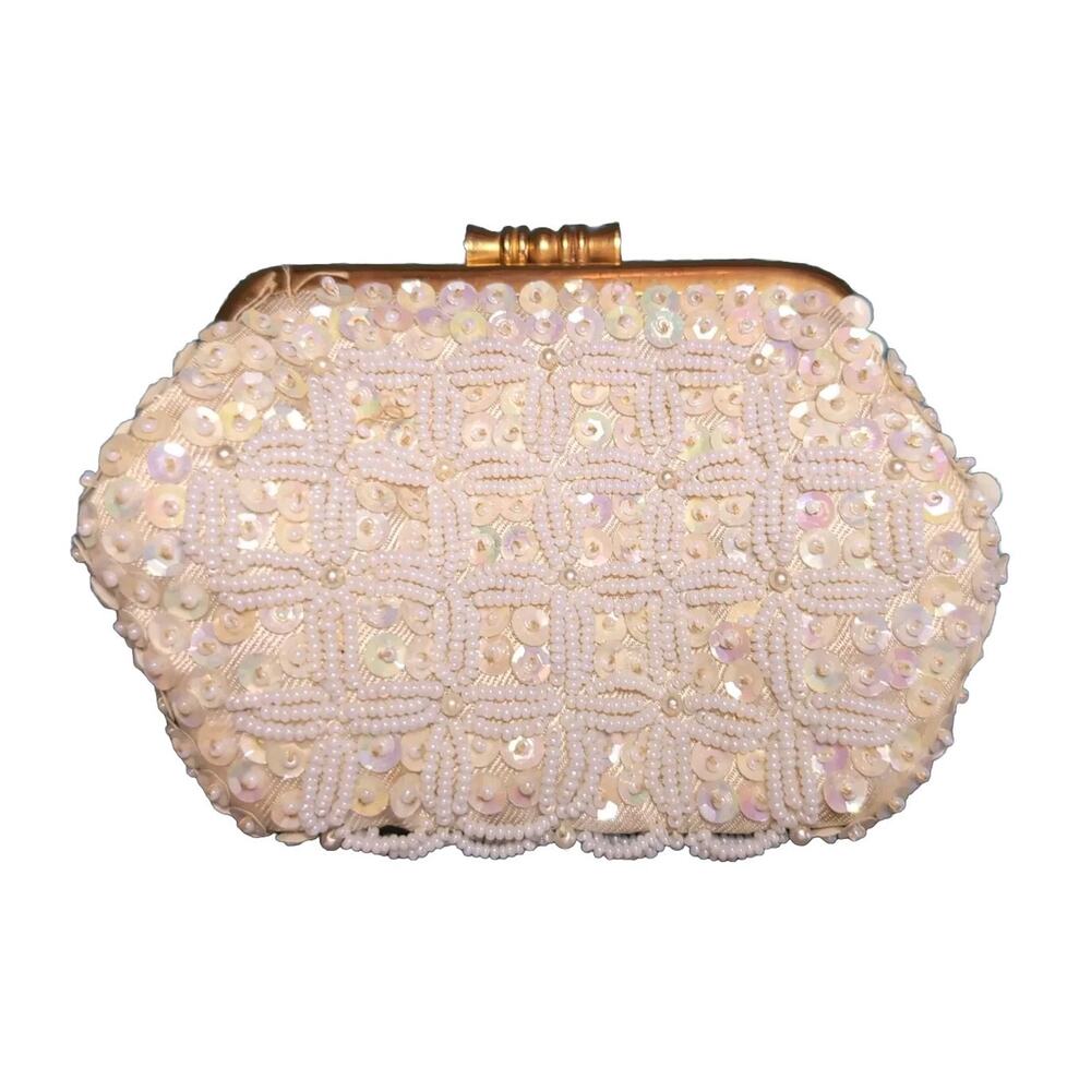 Beaded Coin Purse Emson all original Gold Tone Clasp Vtg 50's - Hand Beaded (47)